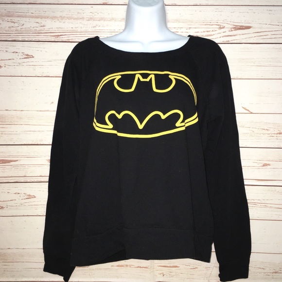 DC Comics Tops - DC Batman Graphic Logo Black Sweat Shirt Crew Neck